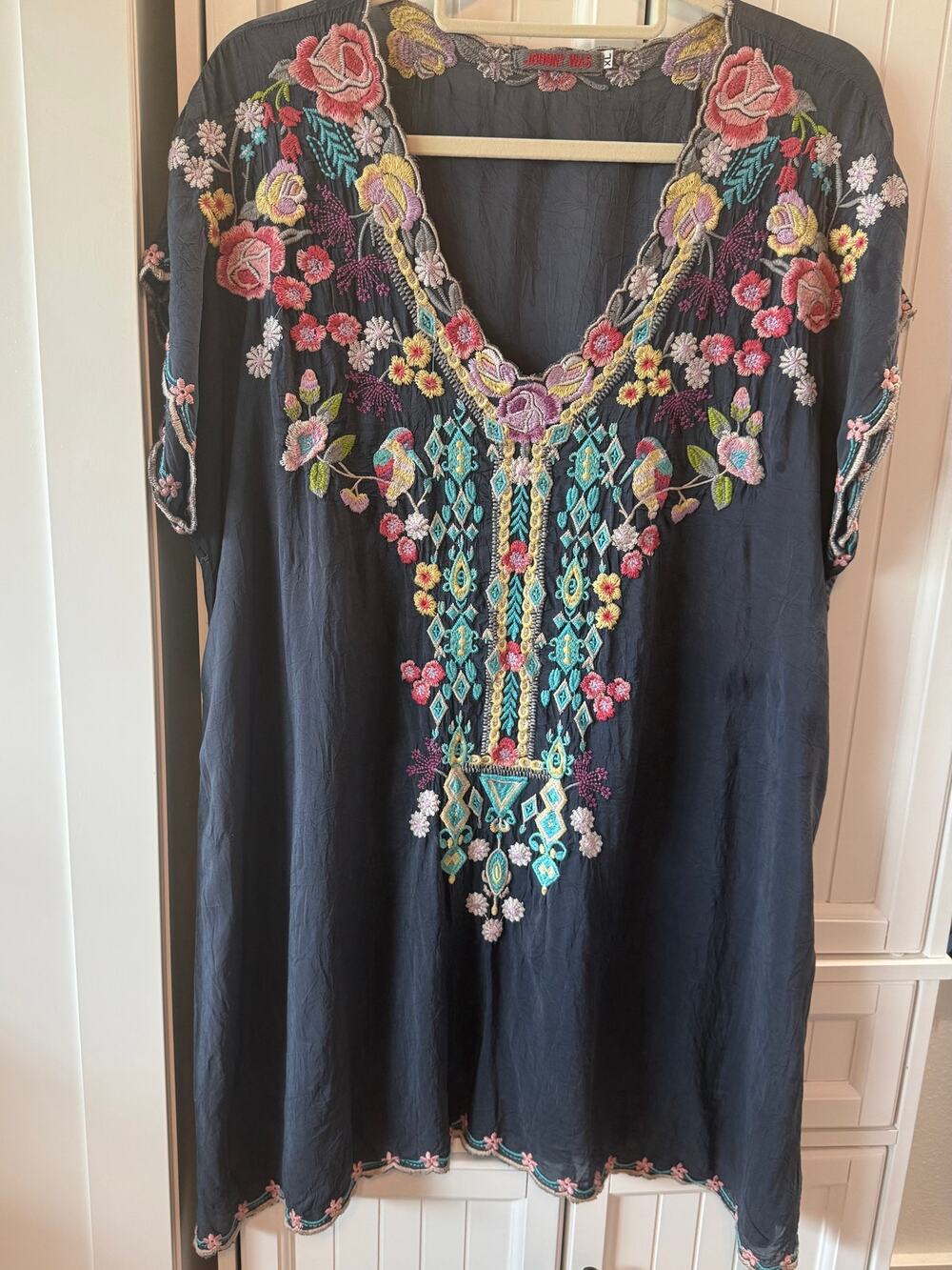 Johnny Was gray Petunia tunic top XL NWT